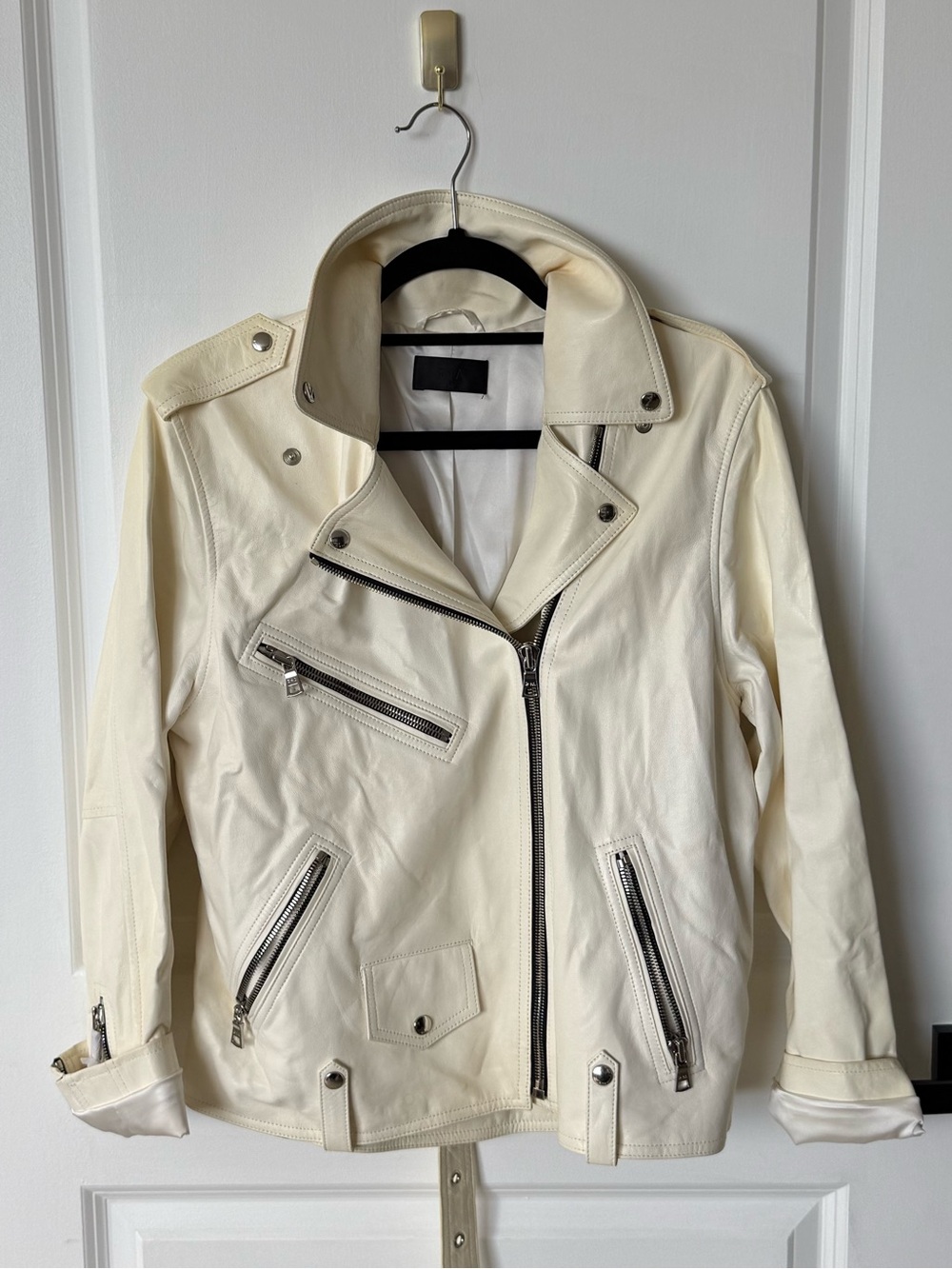 RtA off-White Lambskin Jacket with Silver Hardware